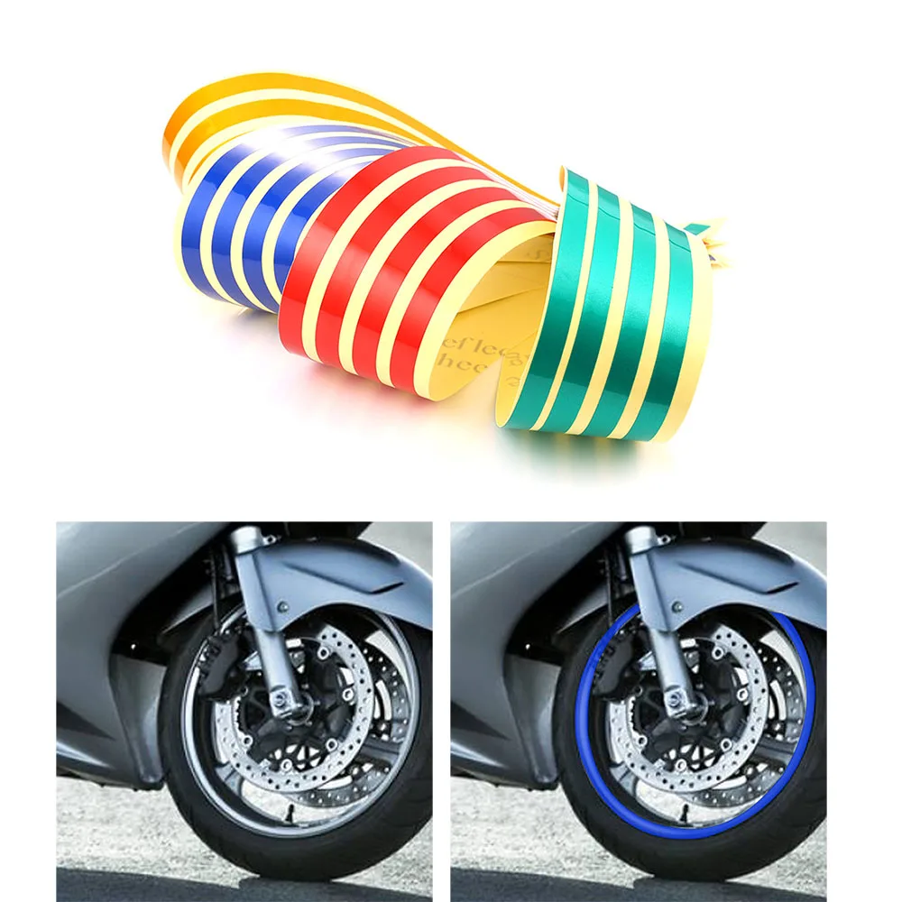 

16 Pcs Motorcycle Strips Moto Wheel Sticker Reflective Decals Rim Tape Bike Car Styling For YAMAHA HONDA SUZUKI Harley BMW