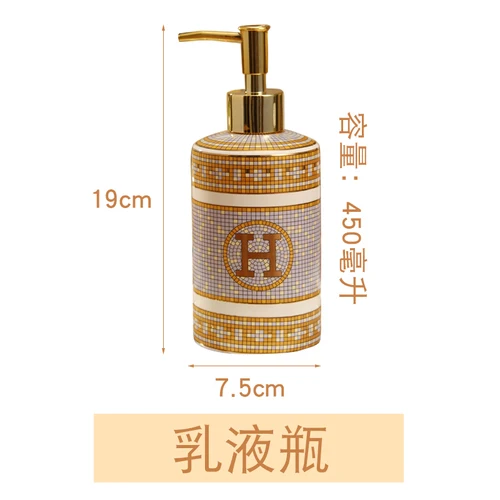 Lotion bottle Желтый мозаичный узор, товары для очистки ванной комнаты, гель для душа, зубная щетка, ведро, мыльница, роскошный керамический держатель для зубной пасты - Цвет: Lotion bottle