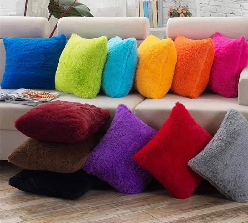 Hot Sale Soft Plush Faux Fur Wholesale Decorative Cushion Pillowcase Throw Pillow For Sofa Car Chair Hotel Home Decoration | Дом и сад