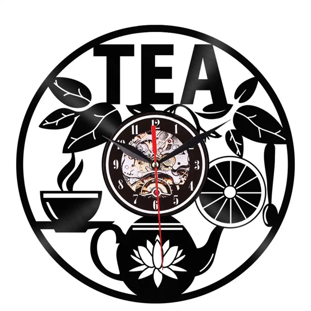 3d retro wall clock afternoon tea timetea pot d
