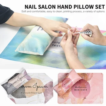 

6 Color Nail Gilt European Style Hand Pillow Set Cushion High-end PU Leather Professional Nail Shop Mini Portable Soft Hand Rest