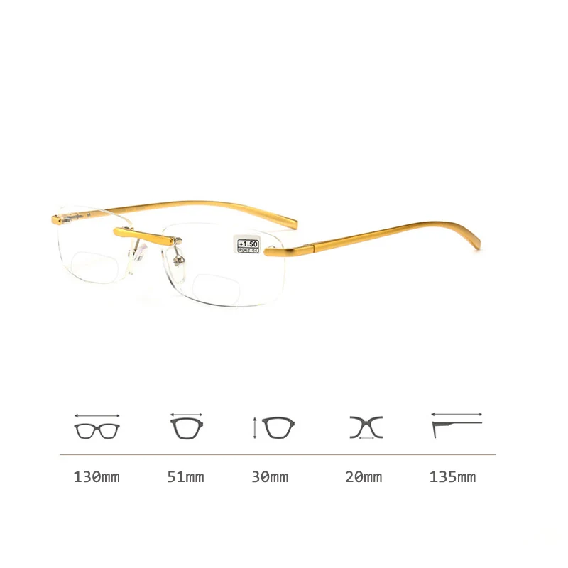 Zilead, без оправы, бифокальные очки для чтения, Magaluma, мужские бизнес очки для дальнозоркости, линзы из смолы, очки для дальнозоркости+ 4,0