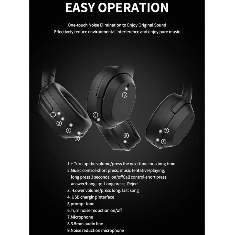M98ANC Новая беспроводная гарнитура, Bluetooth гарнитура, Складные стерео наушники, игровые наушники с микрофоном для ПК, мобильного телефона, Mp3
