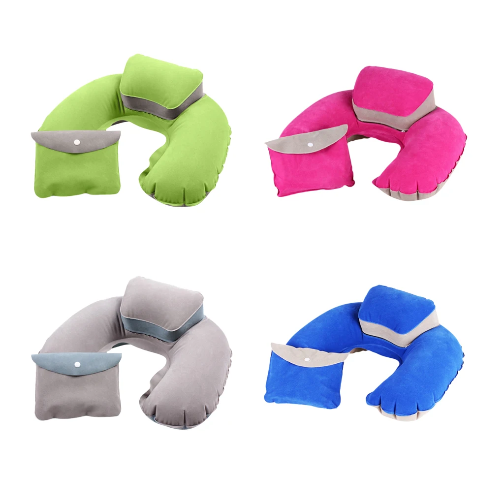 Travel Plane Inflatable U Shape Pillow Comfortable Neck Head Rest Air Soft Cushion Camp Sleeping Gears for Camping Hiking