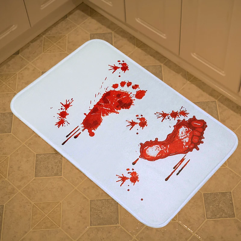 Halloween Decoration Horror Bloody Footprint Bath Mat Anti-Slip Halloween Party House Foot Pad Bathroom Scare Mat Decor Supplies