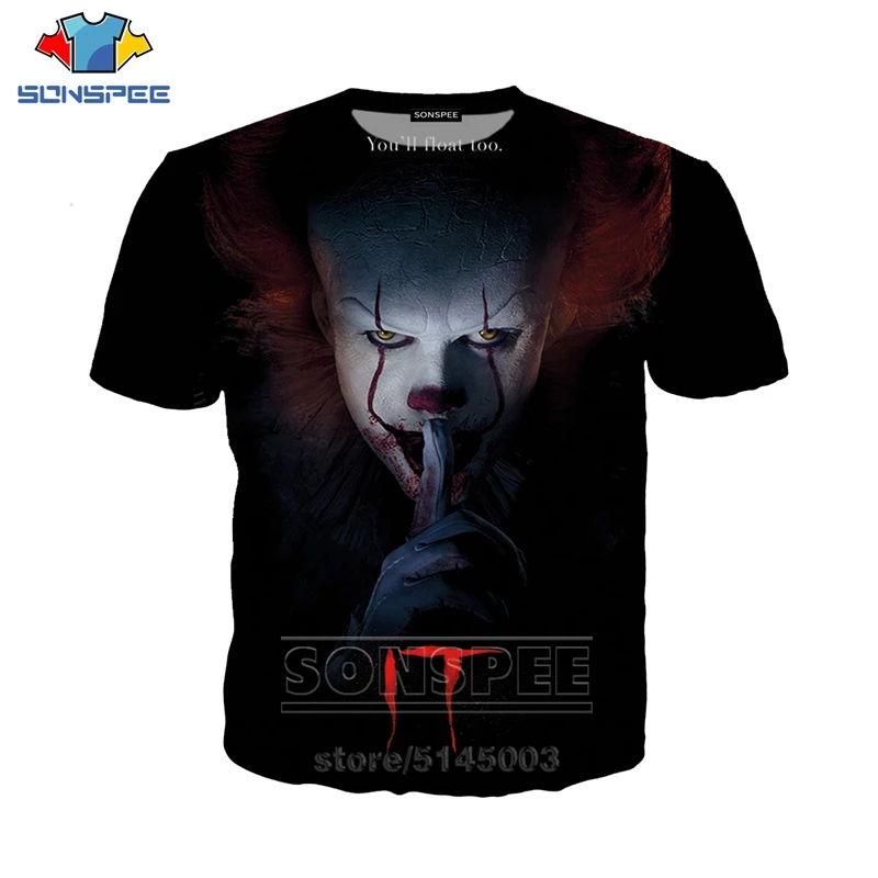 13 It Chapter Two футболка Летняя для мужчин женщин Свитшот Pennywise 3D принт модный короткий рукав хип хоп Топ пуловер с круглым вырезом C063-05 - Цвет: 13