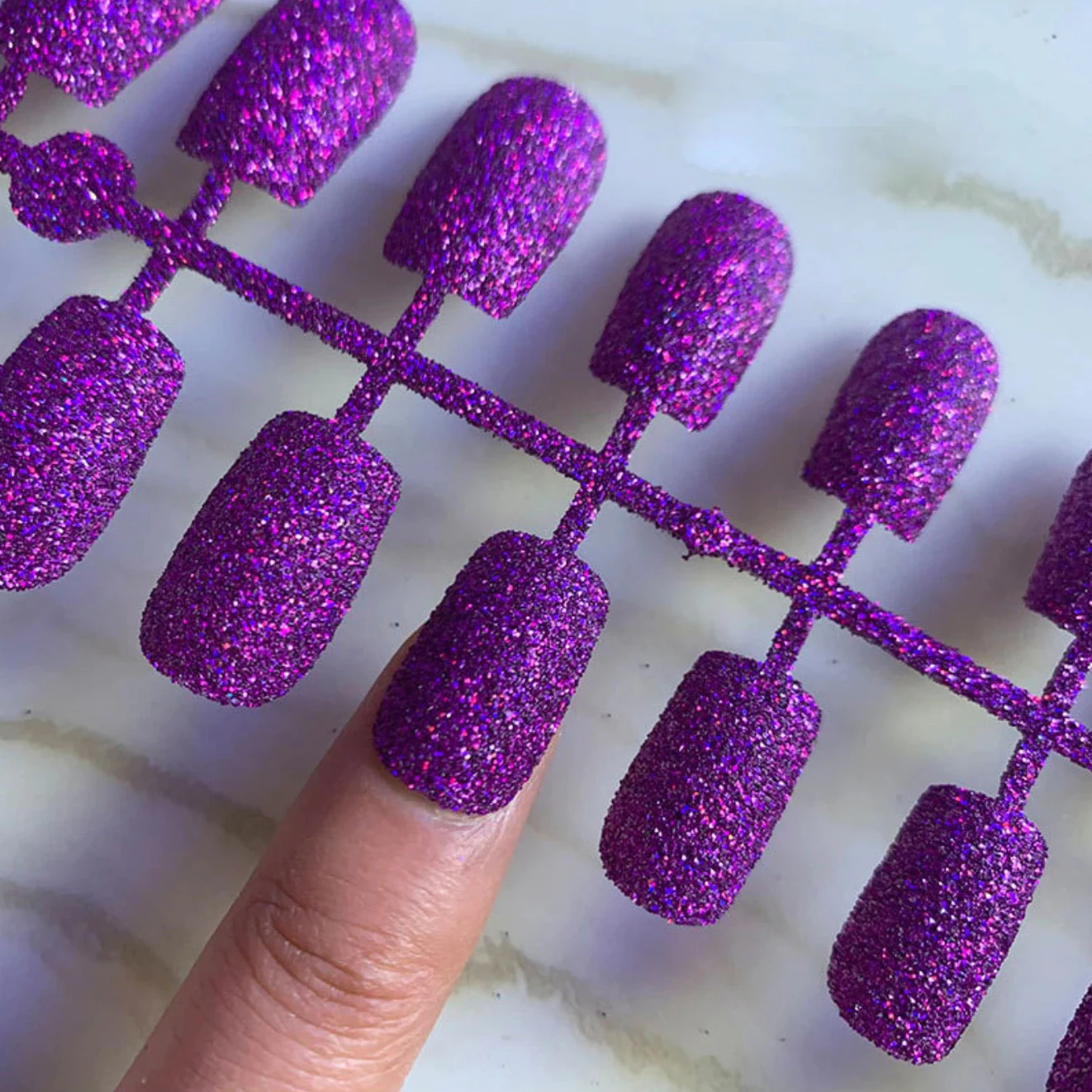 24 Pieces/Set Glitter False Nail Tips DIY Fake Nails Square Shape False