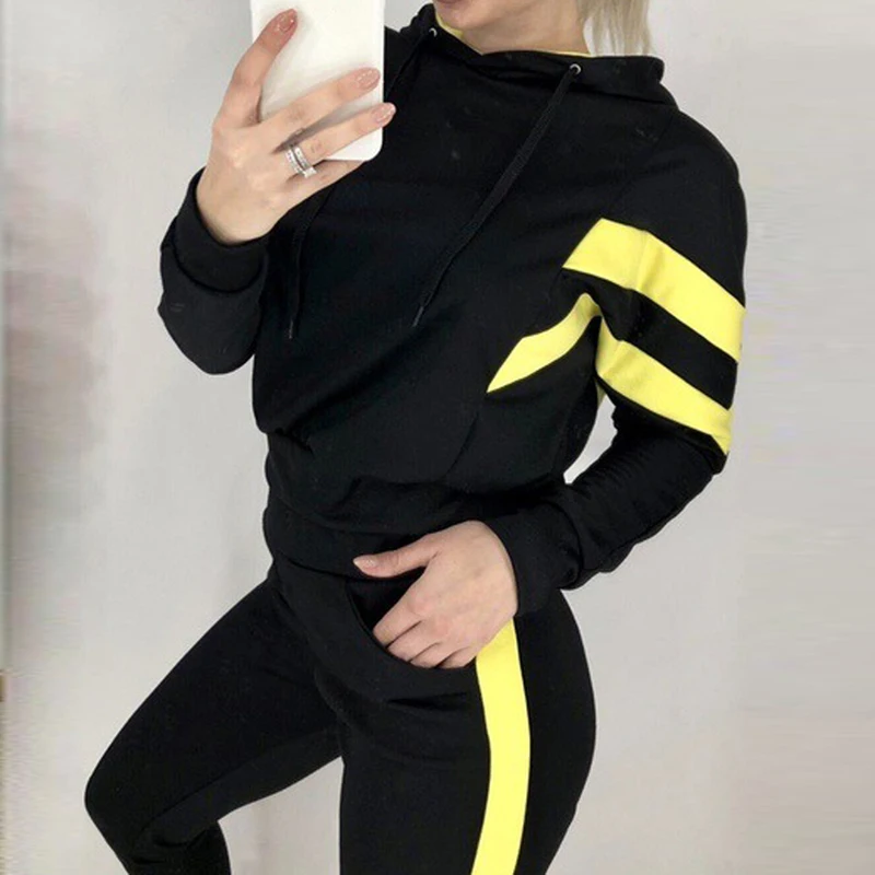 Sfit женский модный комплект из 2 предметов, спортивный костюм с рукавами из кусков, топ+ штаны, спортивные костюмы, Спортивная Толстовка, повседневный спортивный комплект