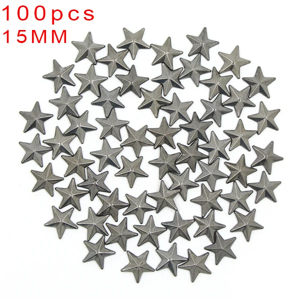 15MM Star Black 100 шт многоцветная Медь Горячая фиксация звезда/круглая/квадратная/форма черепа металлическая медная заклепка Горячая фиксация Стразы панк-шпильки железо на одежду - Цвет: 15MM Star Black
