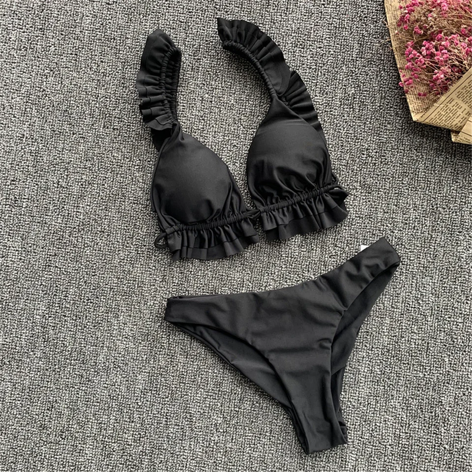 Sexy Bikinis Ruffles Swimsuit Deep V Female Low Waist Swimming Suit Summer Beach Wear Women Bathing Suit Backless Swimwear Women Sexy Bikinis Ruffles Swimsuit Deep V Female Low Waist Swimming Suit Summer Beach Wear Women Bathing Suit Backless Swimwear Women