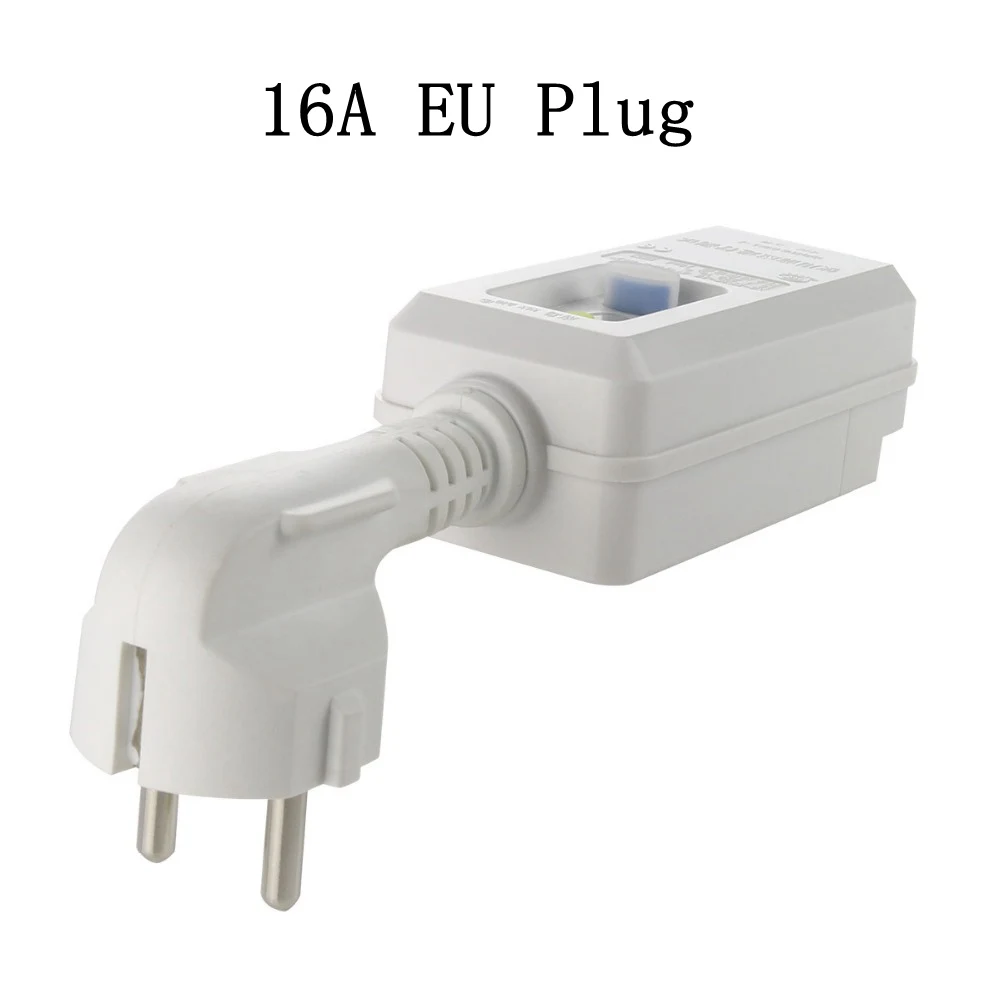 

16A 220V 240V EU Plug GFCI Leakage Protection Safety RCD Socket Adaptor Home Circuit Breaker Cutout Powers Trip Switch