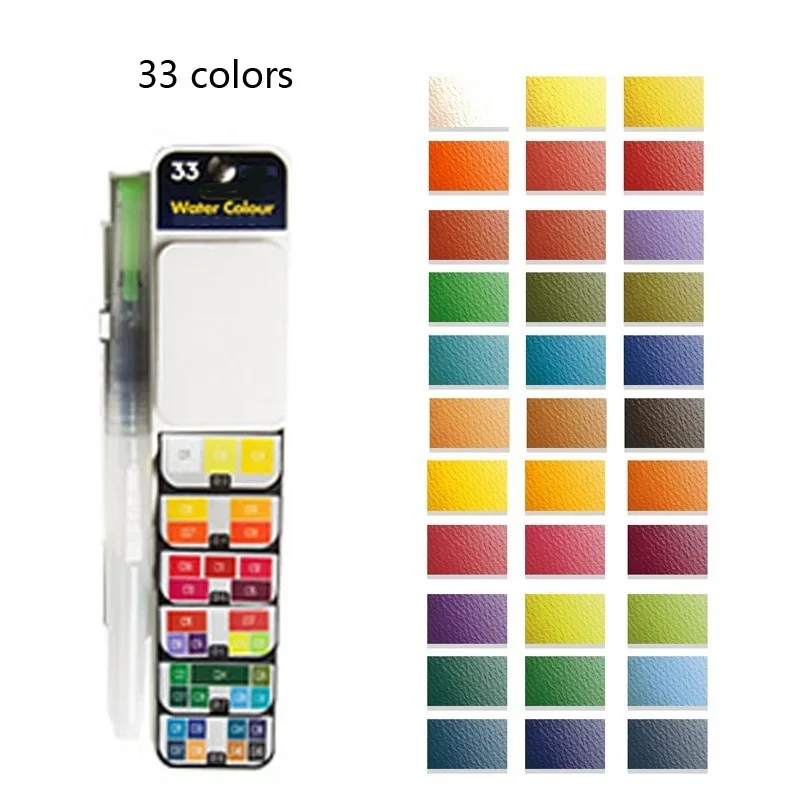 33 colors Вода Цвет, офисные школьные художника товары для рукоделия с емкостью для пигмента краски комплекты Арта 18/25/33/42 Цвета для рисования - Цвет: 33 colors