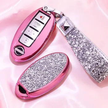 

Hot Luxury Diamond Car Key Case Cover For Nissan infiniti Qashqai J10J11 X-Trail t31 t32 kicks Tiida Pathfinder Murano Note Juke
