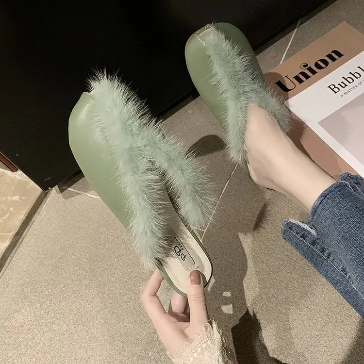 

Shoes Flat Slippers Luxury Slides Ladies Flip Flops Shose Women Pokemon Plush Loafers Flock Low Designer Hawaiian Fur 2019 with