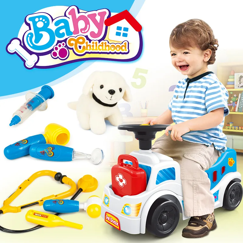 

Who bao Children Sliding Swing Car Holds with Sound Four Wheel Luge Kids Balance Walker Stroller