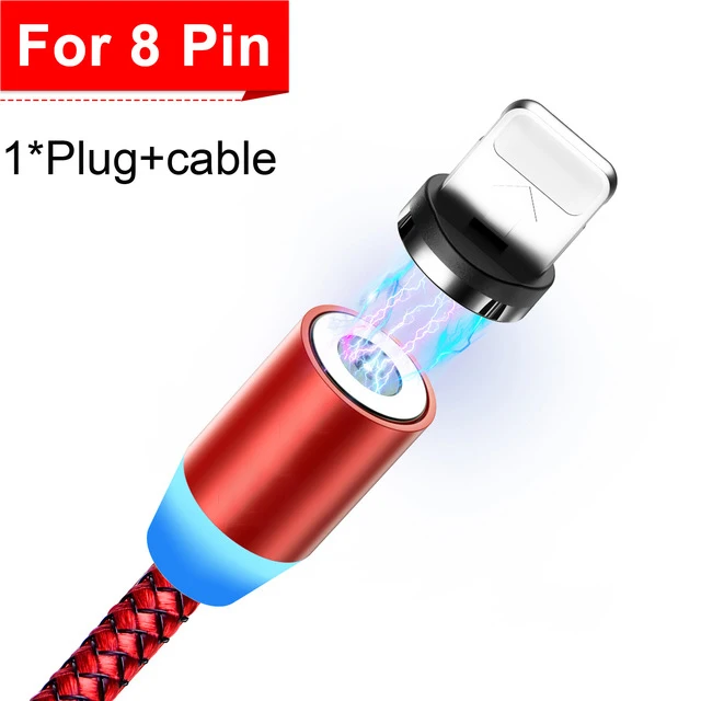 Red For iPhone INIU светодиодный магнитный кабель Micro usb type-C для быстрой зарядки для iPhone 11 samsung, магнитный Micro usb type-C шнур зарядного устройства - Цвет: Red For iPhone