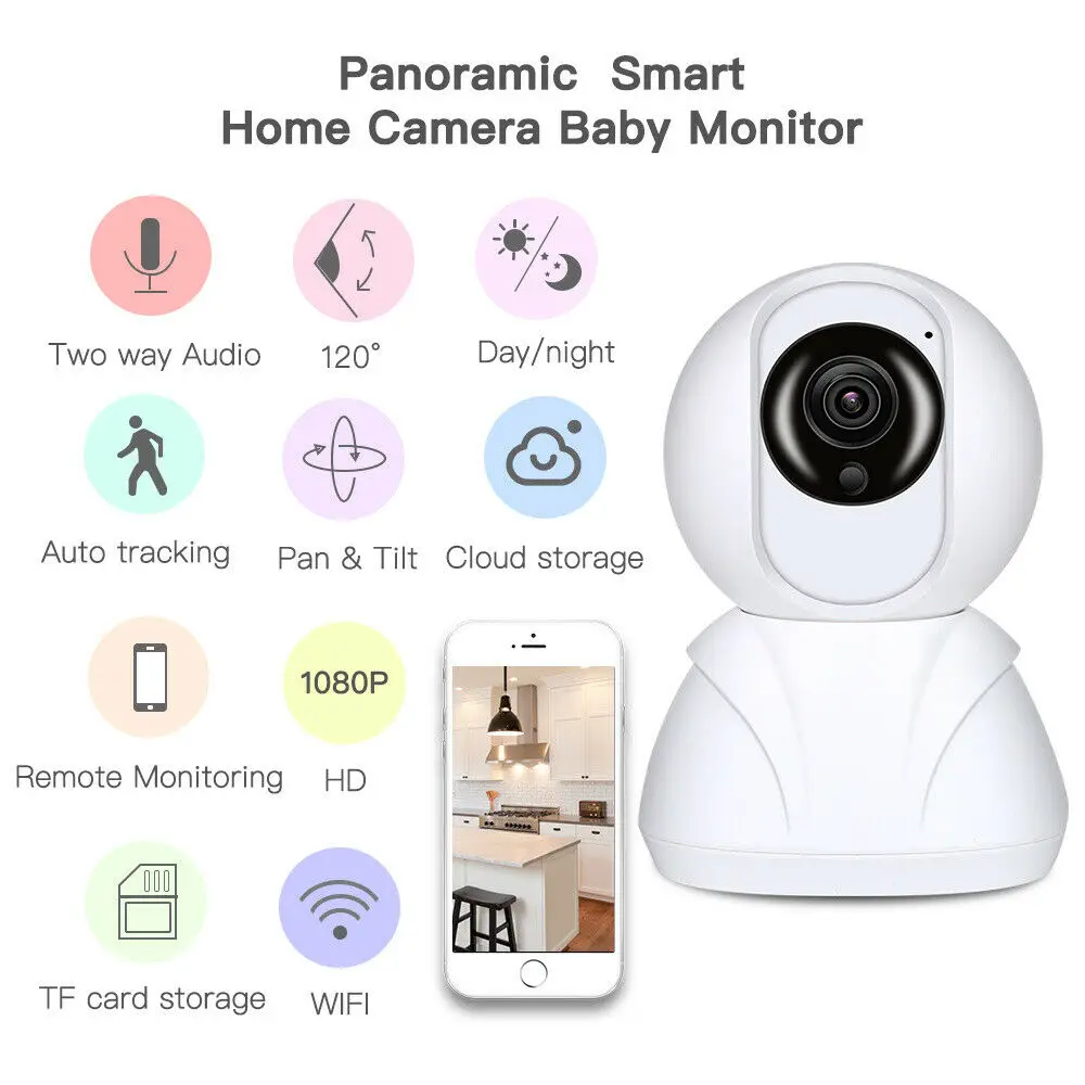 

WiFi Wireless IP Camera HD 1080P Video Security Panoramic 360 Degree Webcam Home Intercom Baby Monitor ipcam exterior