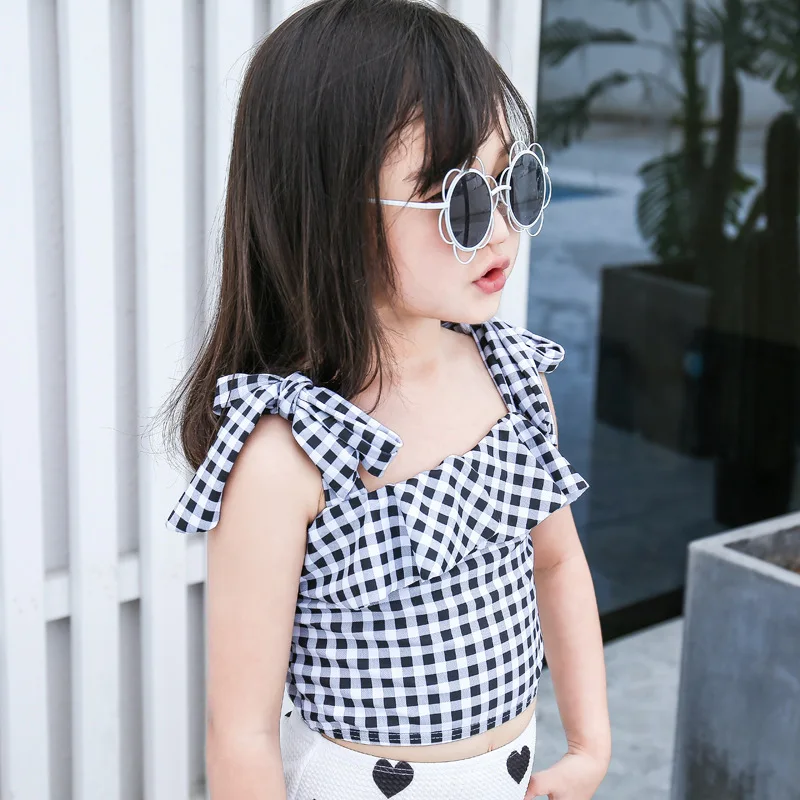 Детский купальный костюм для девочек; коллекция года; детский купальный костюм для девочек; бикини для девочек; детский купальный костюм с шапочками и надписью «chilam Hague Love»