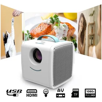 

Fast deliver LCD Mini Portable Projector One Hand Gripped Support 1080P Full HD HDMI USB VGA Porket Projector for Children Study