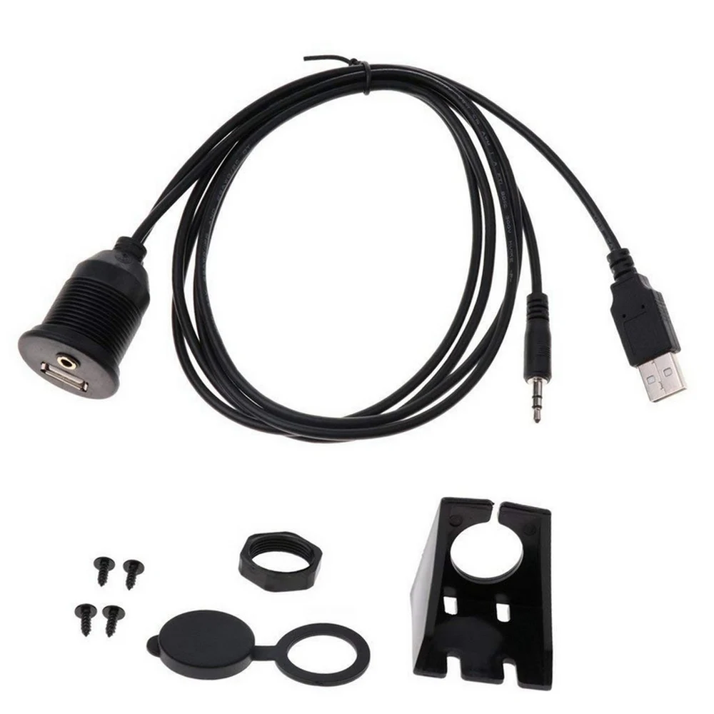 Автомобильная приборная панель заподлицо USB порт аудио AUX Удлинительный USB аудио водонепроницаемый кабель с свинцовым кабелем 1 м
