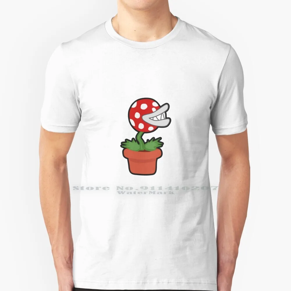 Lil Plant T Shirt 100% Puro Cotone Pirahna Plant Pirahna Plant Super Smash Bros Chibi Videogioco Game Cute