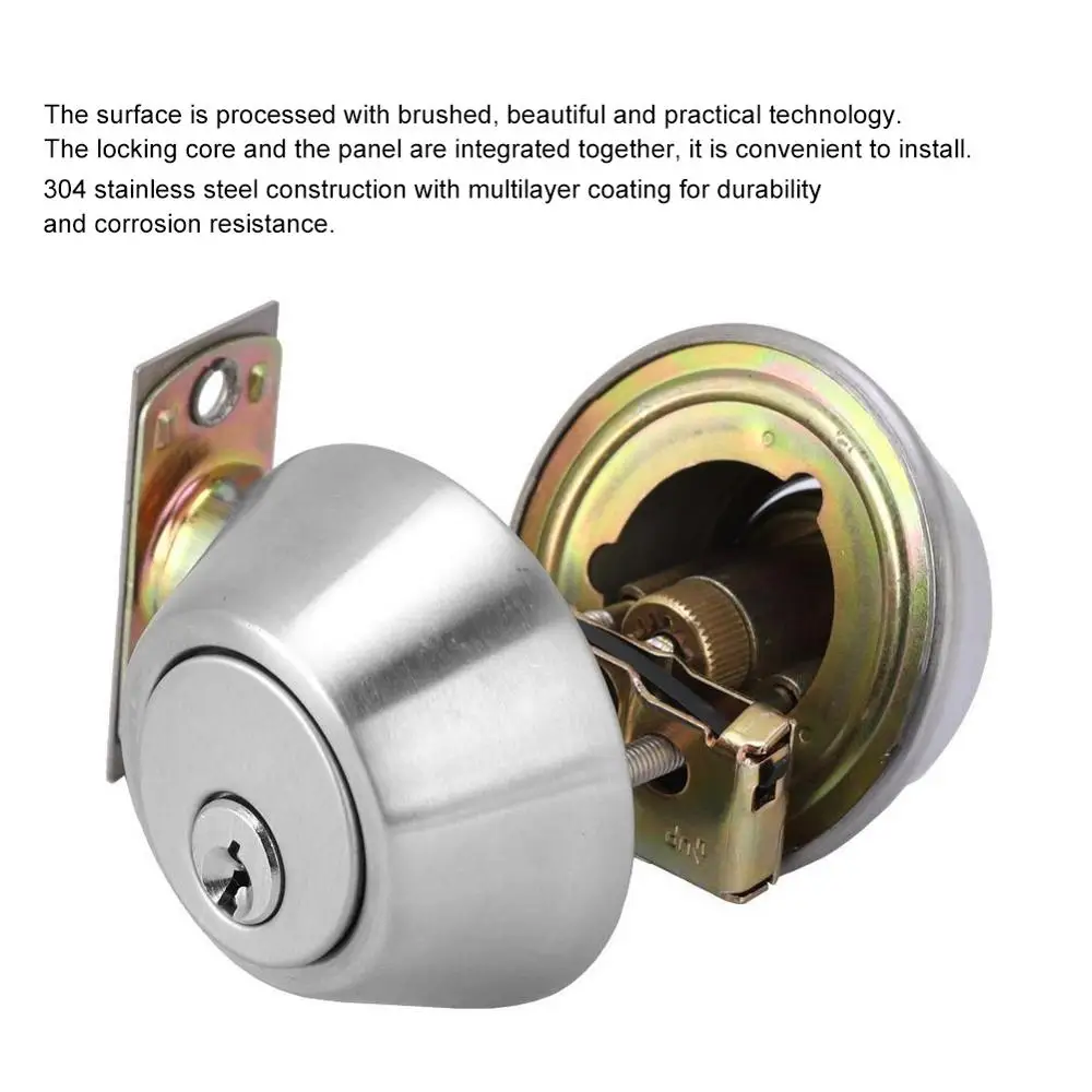 Double Cylinder Steel Security Door Bolt Lock Both Side Wood Doors 304 stainless steel door bolt lock