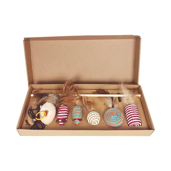 

7 Style/1 Set Cat Toy Hemp Rope Interactive Stick Funny Cats Toys Kitten Mouse Fishing Game Wand Feather Pet Supplies Accessory