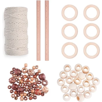 

Natural Macrame Cord, Cotton Thread Macrame Wall Hanging, 2 Wood Sticks 10 Wood Rings