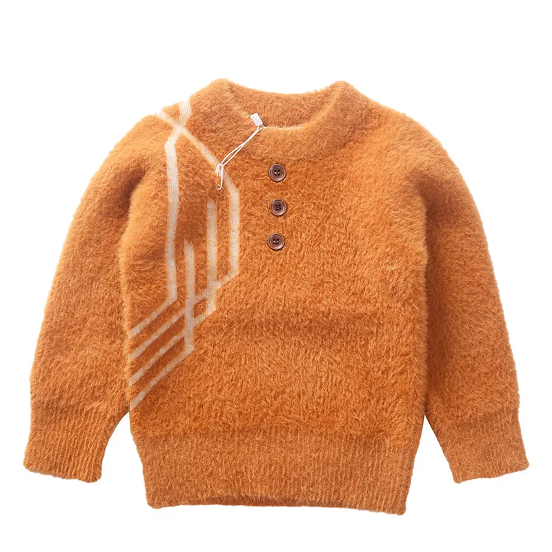 Бархатные теплые плотные свитера для мальчиков; теплый зимний детский пуловер; вязаная одежда для малышей; детская одежда