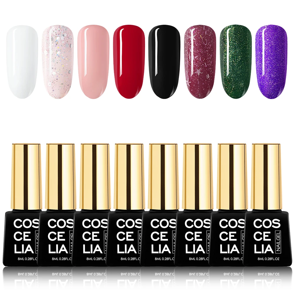 Set T COSCELIA 8 шт./компл. набор гель-лаков для ногтей Набор для ногтей Гель-лак 40 цветов для дизайна ногтей маникюрный набор для ногтей для маникюра - Цвет: Set T
