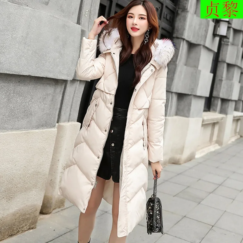 

Genuine Fur Collar Cotton Coat Women's Winter Cotton-padded Clothes Mid-length Korean-style 2018 New Style Women's Thick Winter