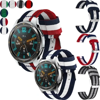 

Striped Nylon Strap Watchband for huawei Magic GT/Watch GT/GT2 46mm/GT 2E Band Bracelet Replacement 22mm EasyFit Wristband Belt