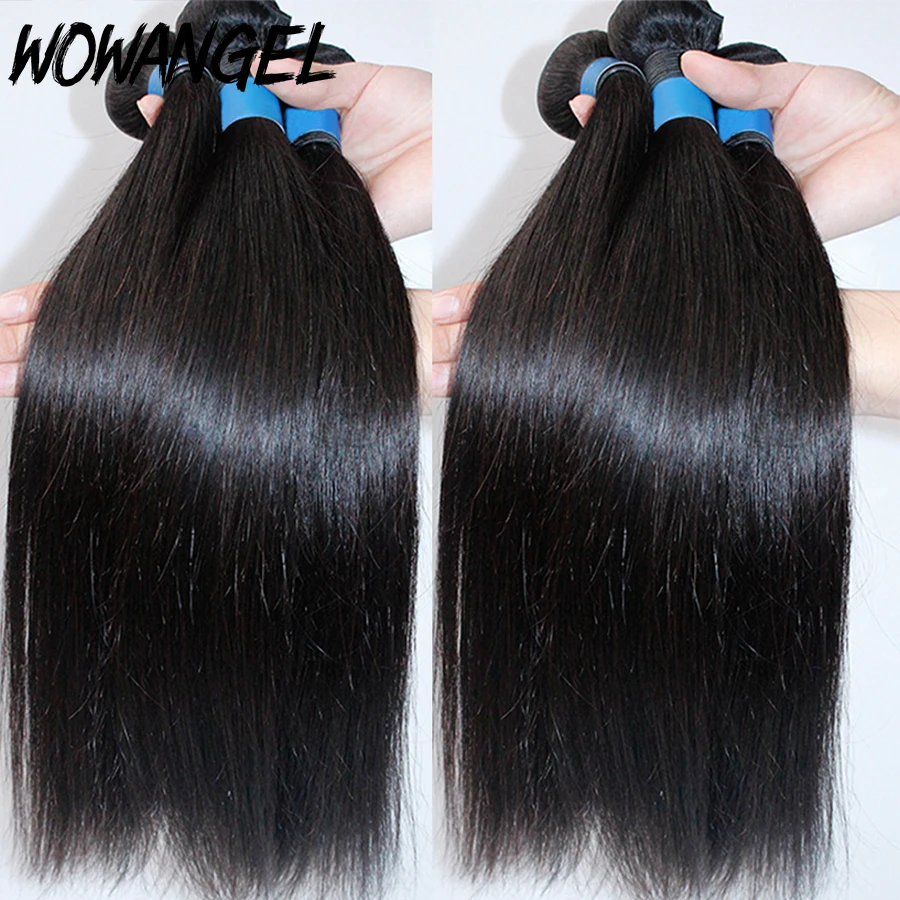 Wow Angel Straight 28 30 Inch Remy Brazilian Human Hair Bundles 100% Silky Hair 3/4 pieces Human Hair Extensions Virgin Hair 5