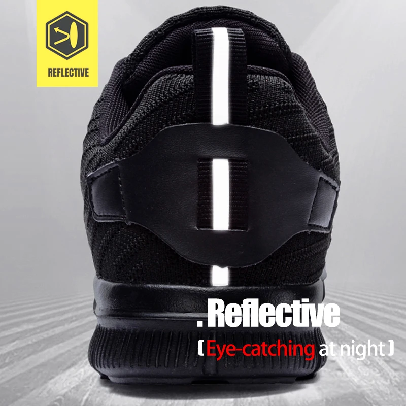 LARNMERN Men's Work Safety Shoes Steel Toe Anti-smashing Reflective Lightweight-750g Breathable Construction Sneaker