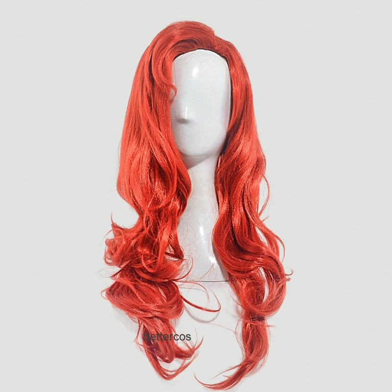 

Rabbit Jessica Cosplay Wigs Drag Queen Copper Red Big Swap Bangs Long Wavy Heat Resistant Synthetic Hair Wig + Wig Cap