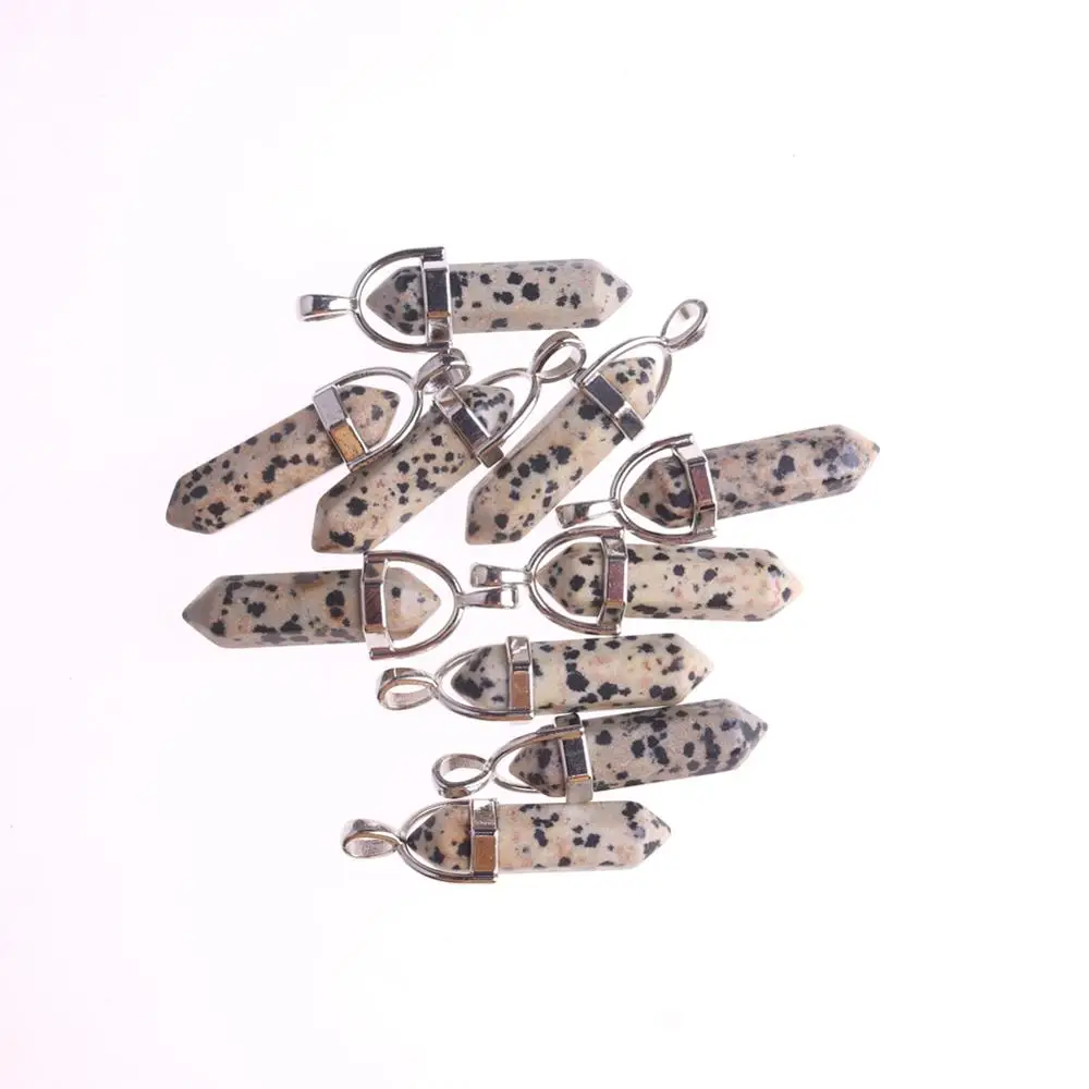 100pcs Fashion Women Jewellry Hexagonal Column Bullet Pendants Natural Stone Quartz Crystal Pendant Necklace For Jewelry Making 5