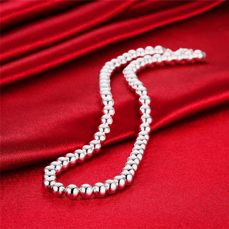 Серебряные ожерелья для женщин, 925 пробы, серебро, 10 мм, Будда, бусина, цепочка, колье, модные ювелирные изделия, аксессуары, бижутерия, подарки
