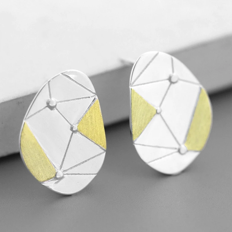 

INATURE 925 Sterling Silver Minimalist Geometric Punk Earrings for Women Party Jewelry