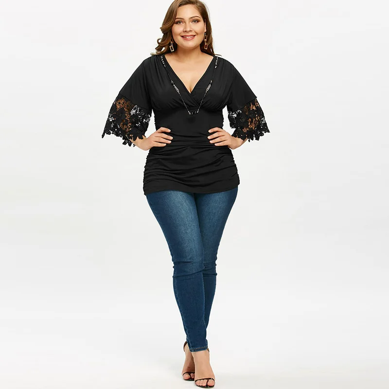 

Wholesale Fashion Plus Sizes Sexy Woman Blouses Casual Women Black T-shirt Oversized T Shirt Sexy Top Women Blouse Feminist