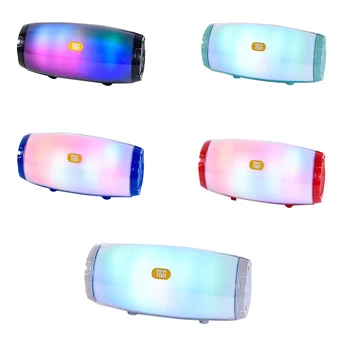 

TG-165C Bluetooth Speaker Stereo Leather Column 5 Flash Style LED Subwoofer Wireless Outdoor Music Box FM Radio For Camping