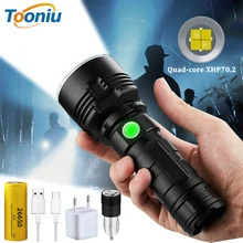Мощный XHP70.2 светодиодный фонарик супер яркий 3 режима Водонепроницаемый тактический фонарь USB Перезаряжаемый телескопический зум кемпинговый фонарь