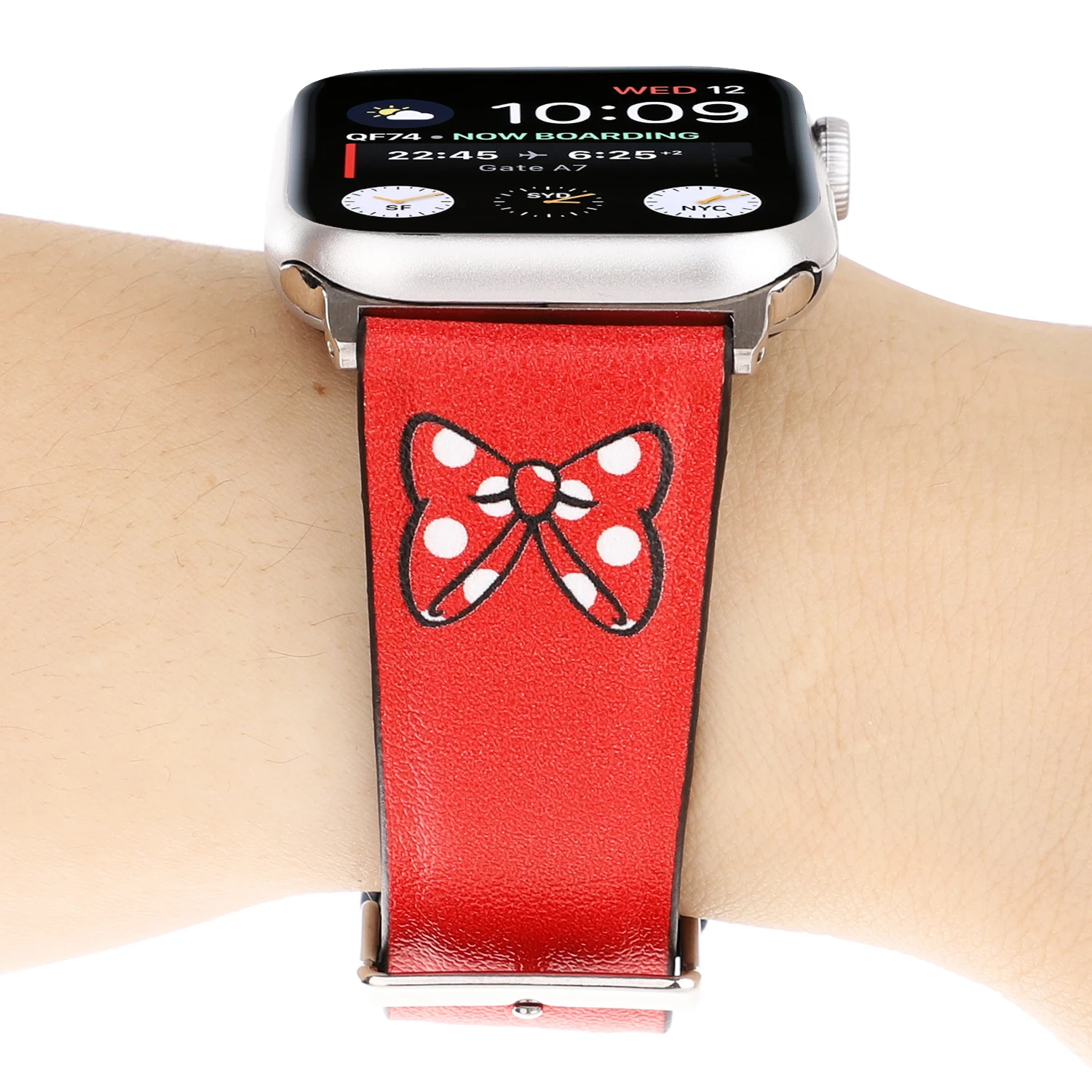 Ремешок из натуральной кожи для Apple Watch 5 band 4 44 мм 40 мм браслет с принтом Микки Мауса Для iwatch Series 3 2 1 38 мм 42 мм