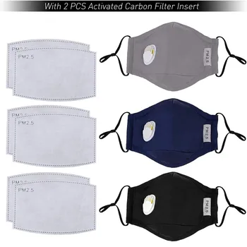 

3PCS Reusable Cotton Pm2.5 Mouth Mask Dust Proof Haze Face Masks 100% Cotton Uisex With 6 Pcs Filters For Men Women Mascarillas