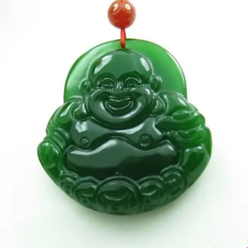 

HIGH IMITATION GREEN PENDANT NECKLACE CARVED MONEY BUDDHA LAUGHING BUDDHA AMULET MEN WOMEN FASHION JEWELRY FREE ROPE