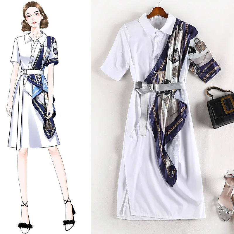 

Lan Mu Square 2019 Summer New Style Large Size Women's by Age Short Sleeve Shirt Dress Elegant Fat Younger Sister M Slimming Dre