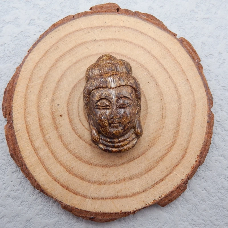 

Carved bronzite Buddha Head Pendant Bead,30x18x13mm 12g