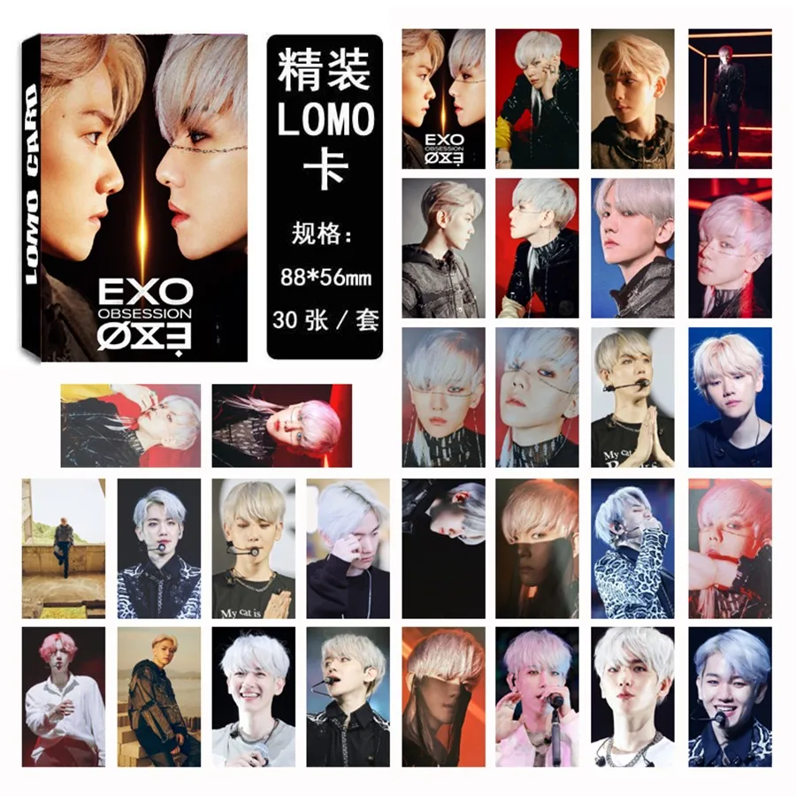 KPOP EXO Obsession paper Lomo Card 6th альбом самодельные HD фотокарты коллективные карты 30 шт
