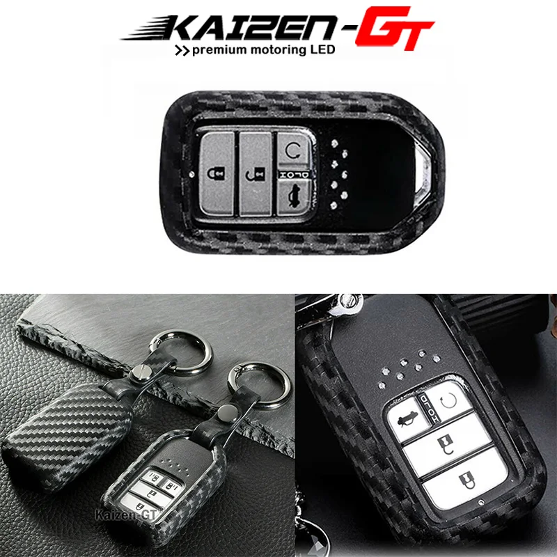 

1PC Carbon Fiber Style Soft TPU Car Smart Remote Key Fob Cover Case For Honda Accord Civic HR-V Vezel Fit Jazz CRV 2/3/4-button