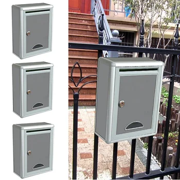 

3x Classic Small Capacity Grey Aluminium Alloy, Wall-Mount Mailbox - 8.16 x 4.13 x 11.22 inch