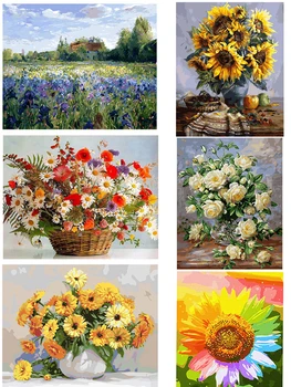 

DIY Paints By Numbers Flowers Home Decoration Oil Painting By Numbers On Canvas Full Set 50x40cm Handmade Gift Home Decors